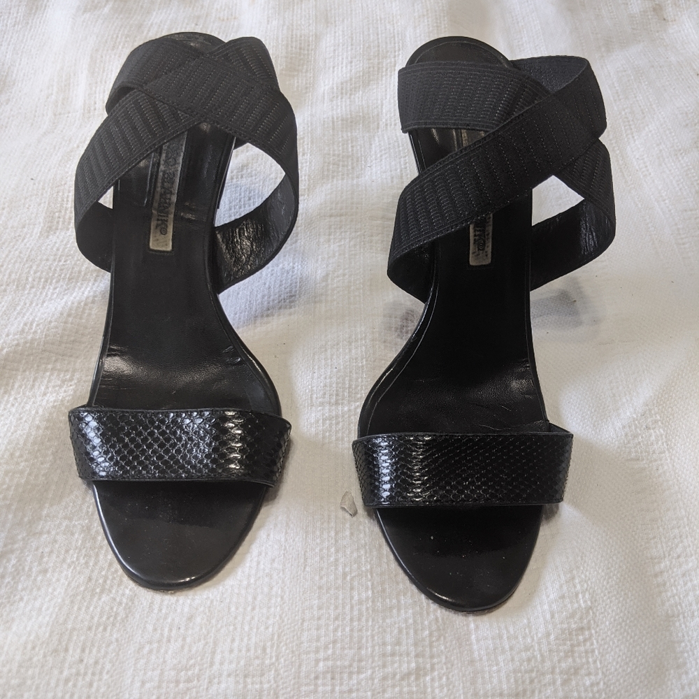 Manolo Blahnik Black Ankle Wrap Heels